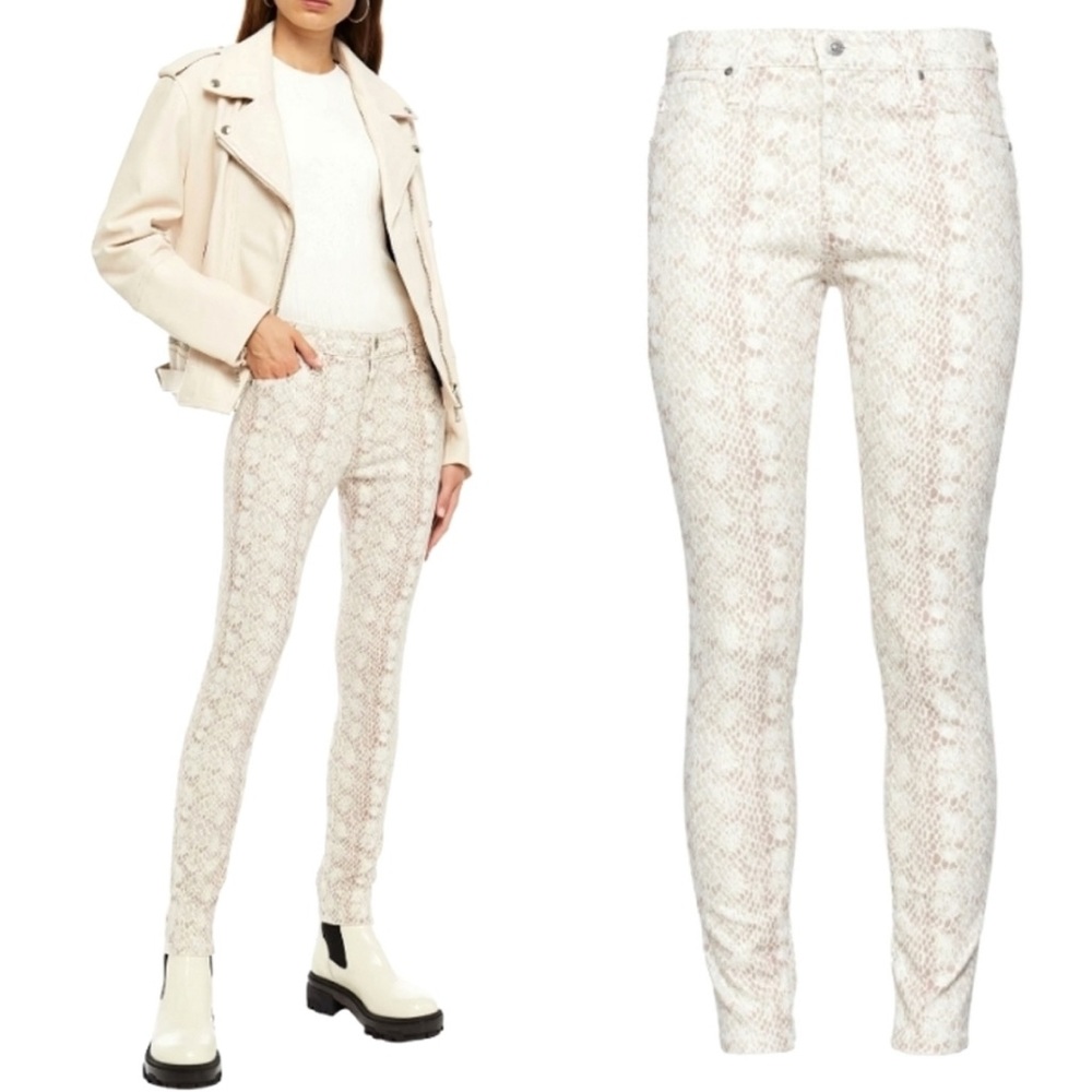NEW Adriano Goldshmied Prima Ankle Jeans In Python Ivory Dust